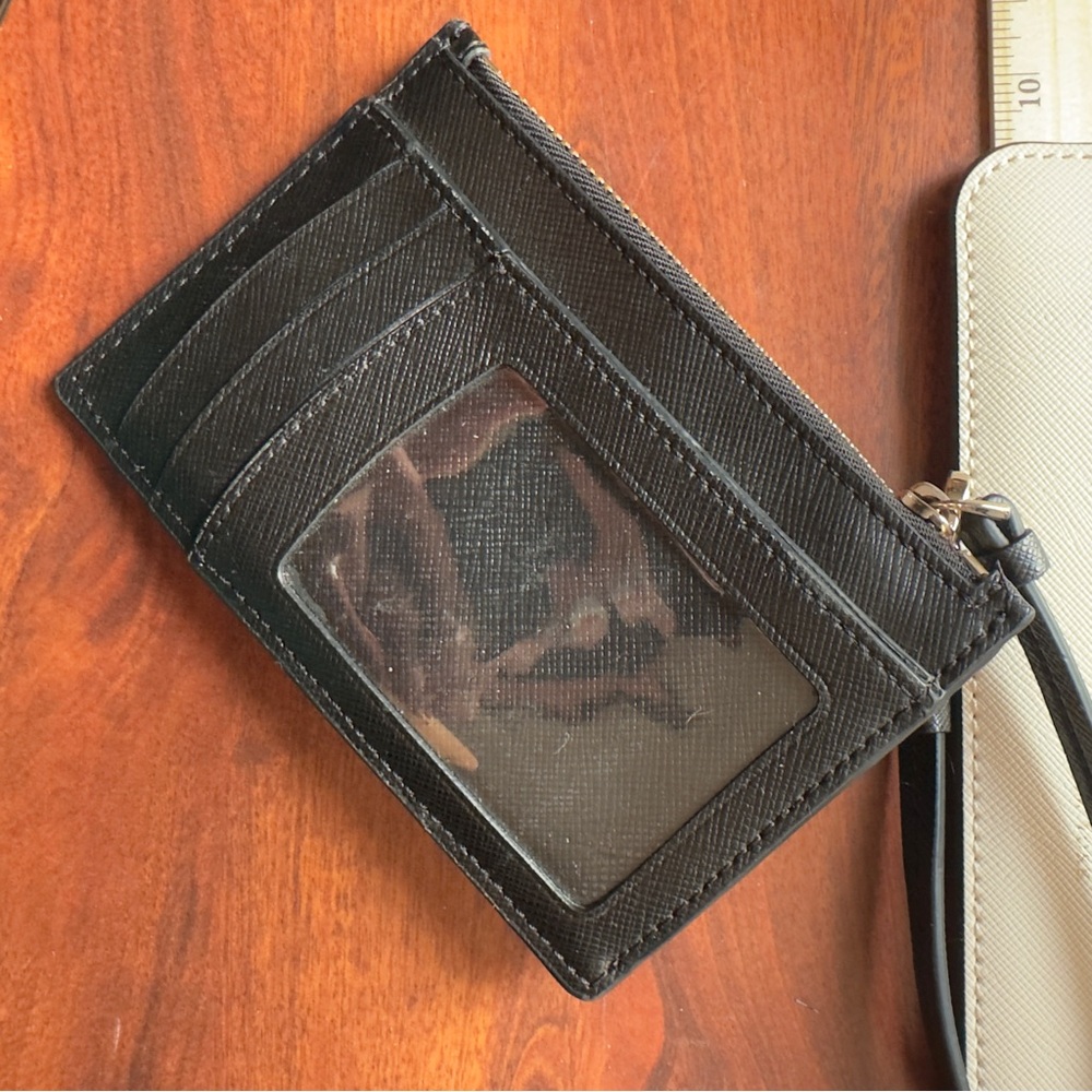 Kate Spade New York Cream Saffiano Leather Pouch & Black Wristlet Set - Picture 6 of 6